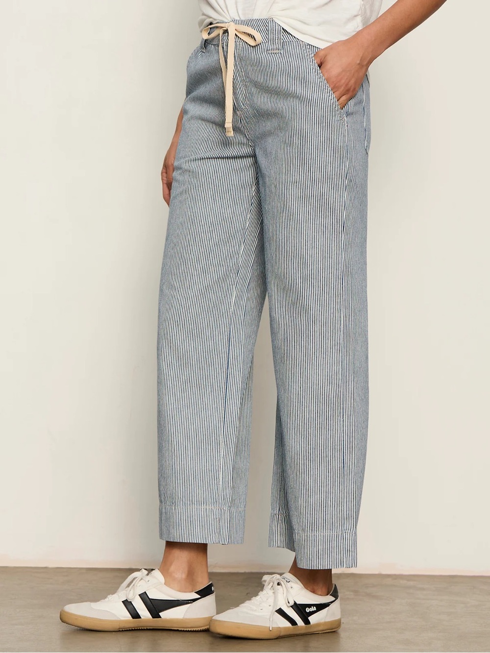 MKT Studio Blue & White Striped Drawstring Pants